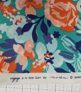 Voyage by Kate Spain for Moda, 5 Yard BACKING CUT, Cotton Fabric, Floral, Feminine