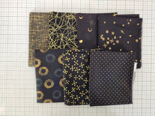 Load image into Gallery viewer, Black Fat Quarter Bundle - 7 Metallic Prints