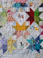 Load image into Gallery viewer, &quot;Corner Stars&quot; - Modern Throw Quilt