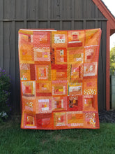 Load image into Gallery viewer, Orange Wonky Log Cabin - Throw Quilt