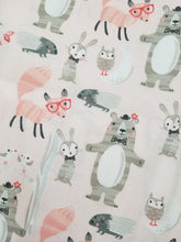 Load image into Gallery viewer, Woodland Fabric, Bears, Foxes, Bunnies, Porcupines, Owls, Forest, Whimsical, One Yard