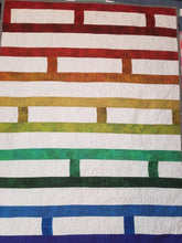 Load image into Gallery viewer, &quot;Ladder Quilt&quot; - Modern Rainbow Baby Quilt